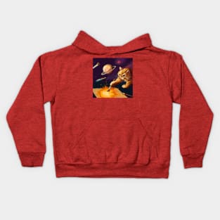 Orange Cat Paints Life into the Universe Kids Hoodie